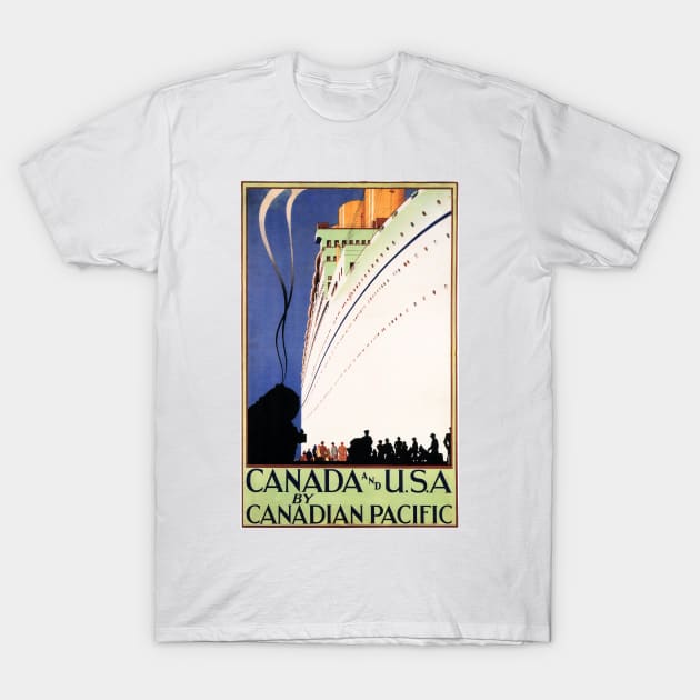 Canada and USA Cruises by Sea Steamship Vintage Travel T-Shirt by vintageposters